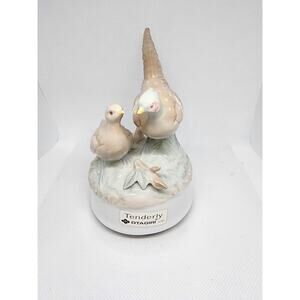 Otagiri Music Box Porcelain Birds "Tenderly"- Works